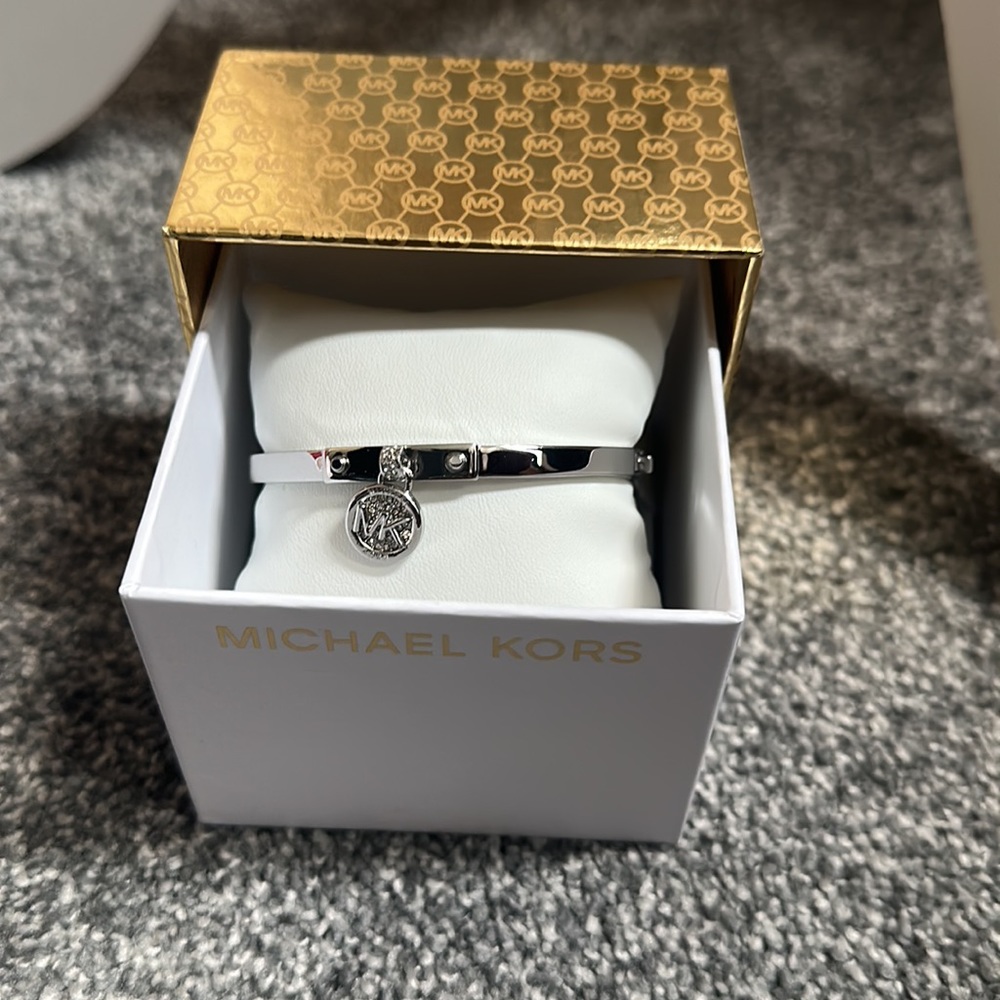 Michael Kors silver tone bangle bracelet
